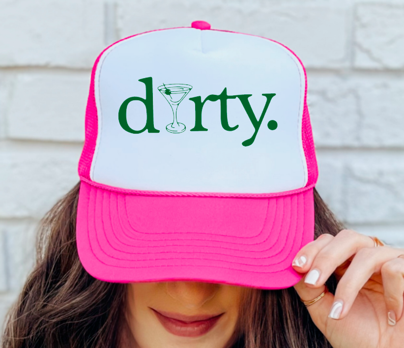 Preppy Dirty Martini Cocktail Script Trucker Hat 