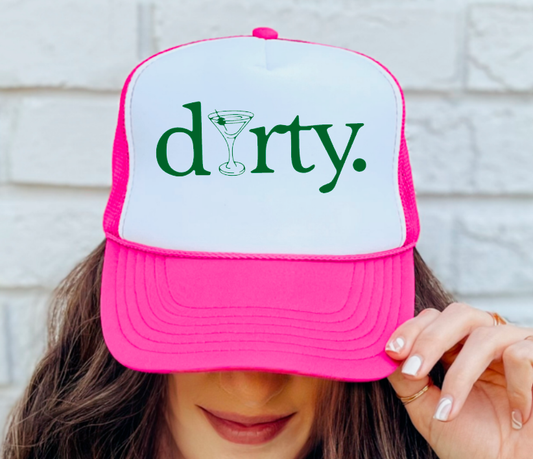 Preppy Dirty Martini Cocktail Script Trucker Hat 