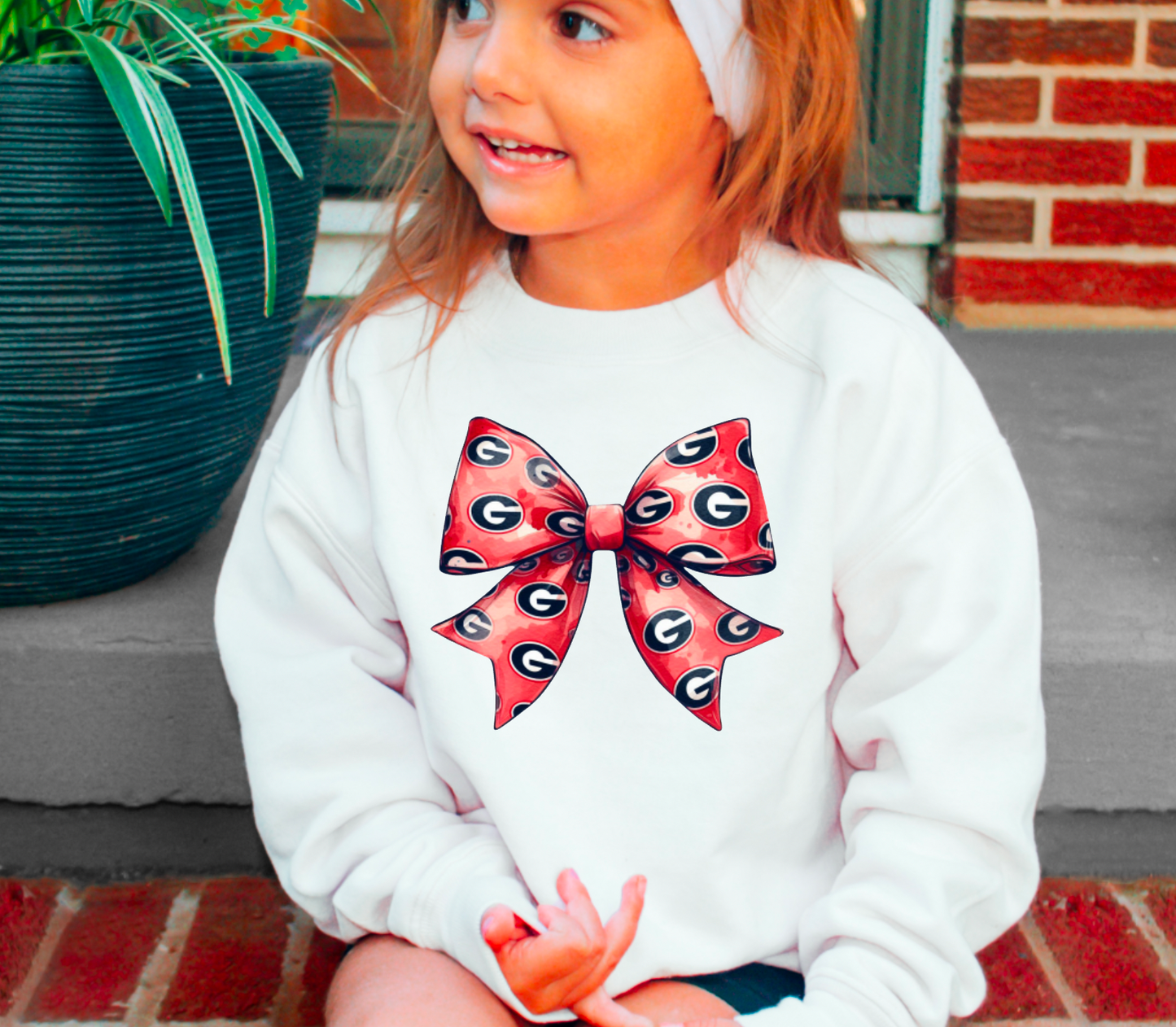 YOUTH Georgia Bulldogs Coquette Bow Sweatshirt Kids  