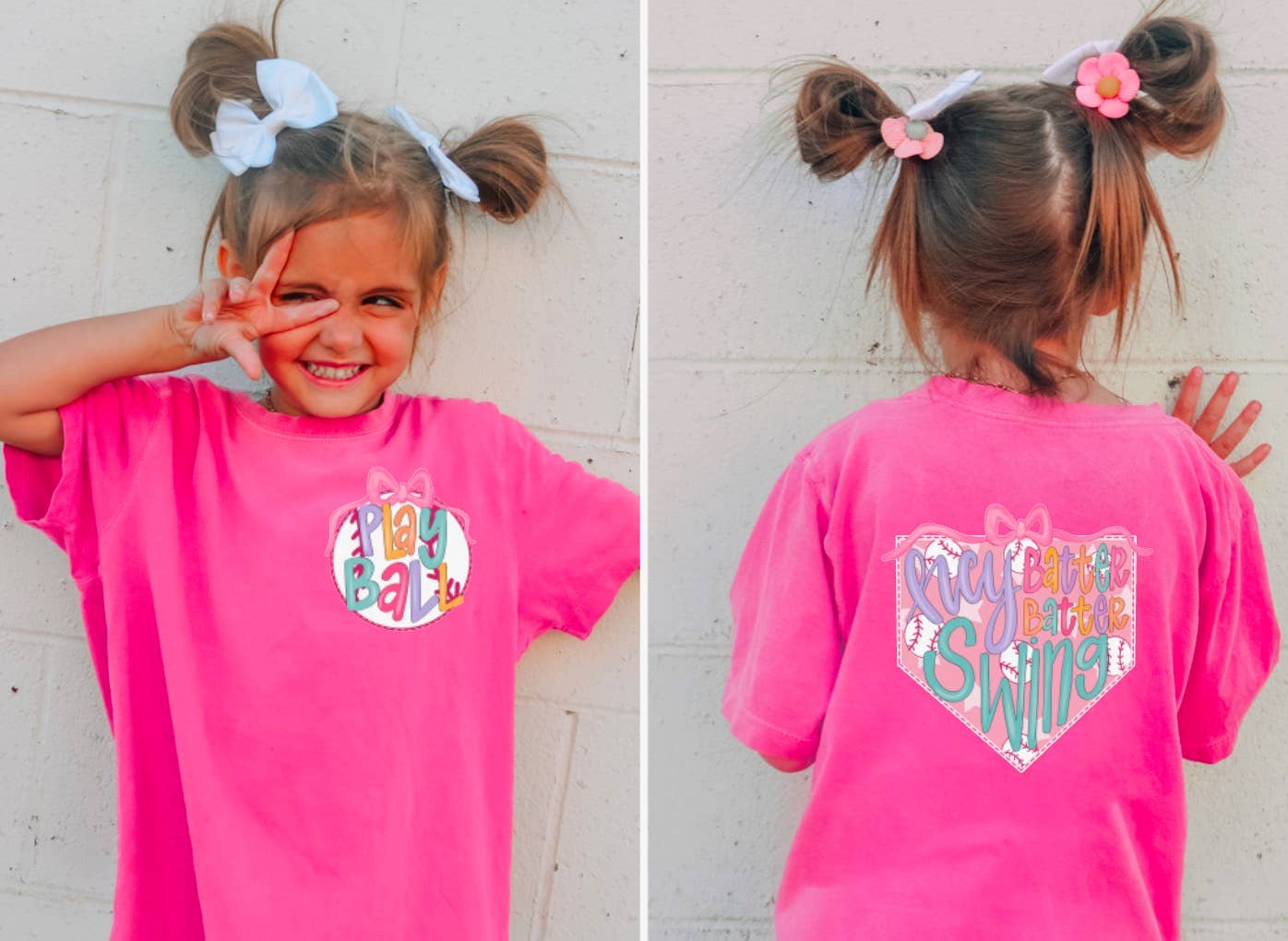 YOUTH Play Ball Baseball Coquette Tee Sports Summer Kids