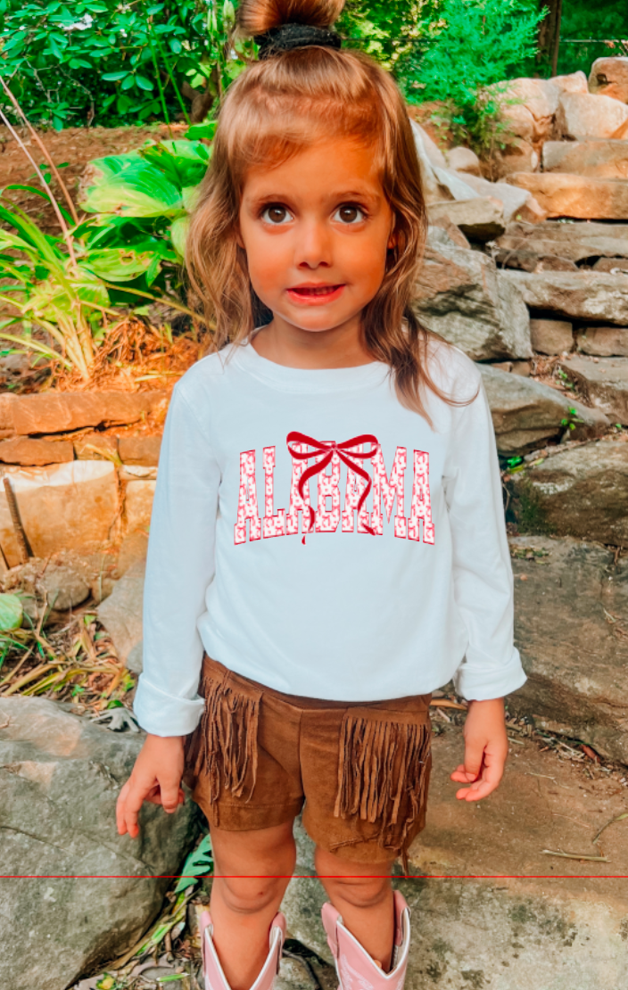 YOUTH Preppy Alabama Coquette Bows Long Sleeve Tee Kids