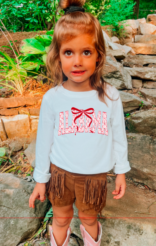 YOUTH Preppy Alabama Coquette Bows Long Sleeve Tee Kids