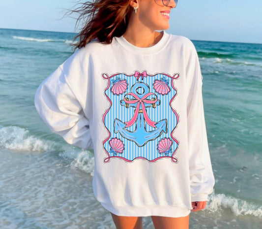 Preppy Summer Boat Anchor Sweatshirt Beach