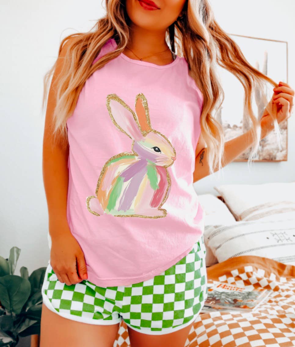 Watercolor Bunny Tank Easter Spring      