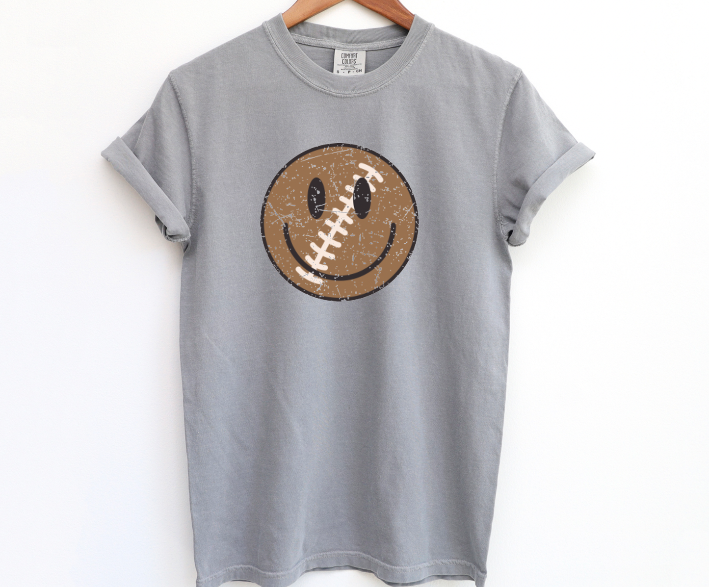 Football Smiley Face Football Graphic Tee