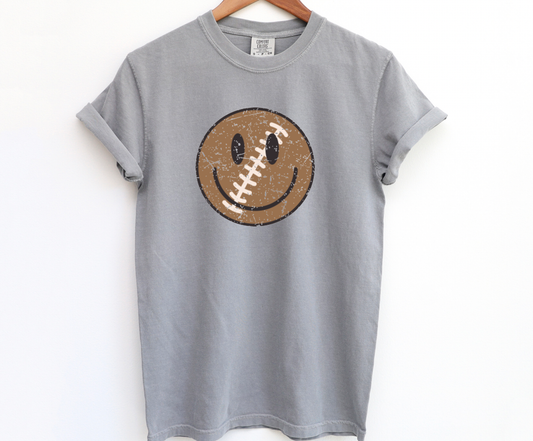 Football Smiley Face Football Graphic Tee