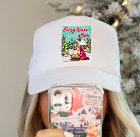 Watercolor Every Knee Shall Bow Trucker Hat   