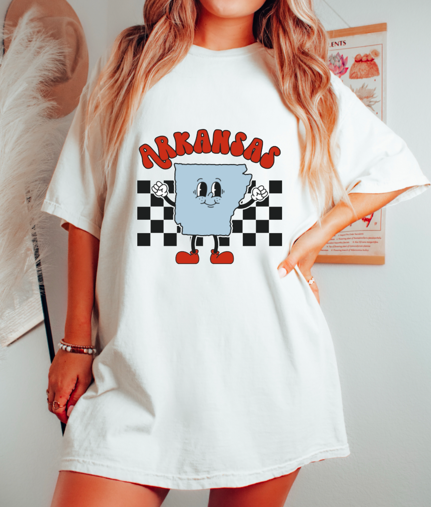 Retro Arkansas Checkered Graphic Tee | States | Arkansas