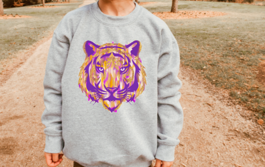 YOUTH Preppy Watercolor LSU Tiger Sweatshirt 