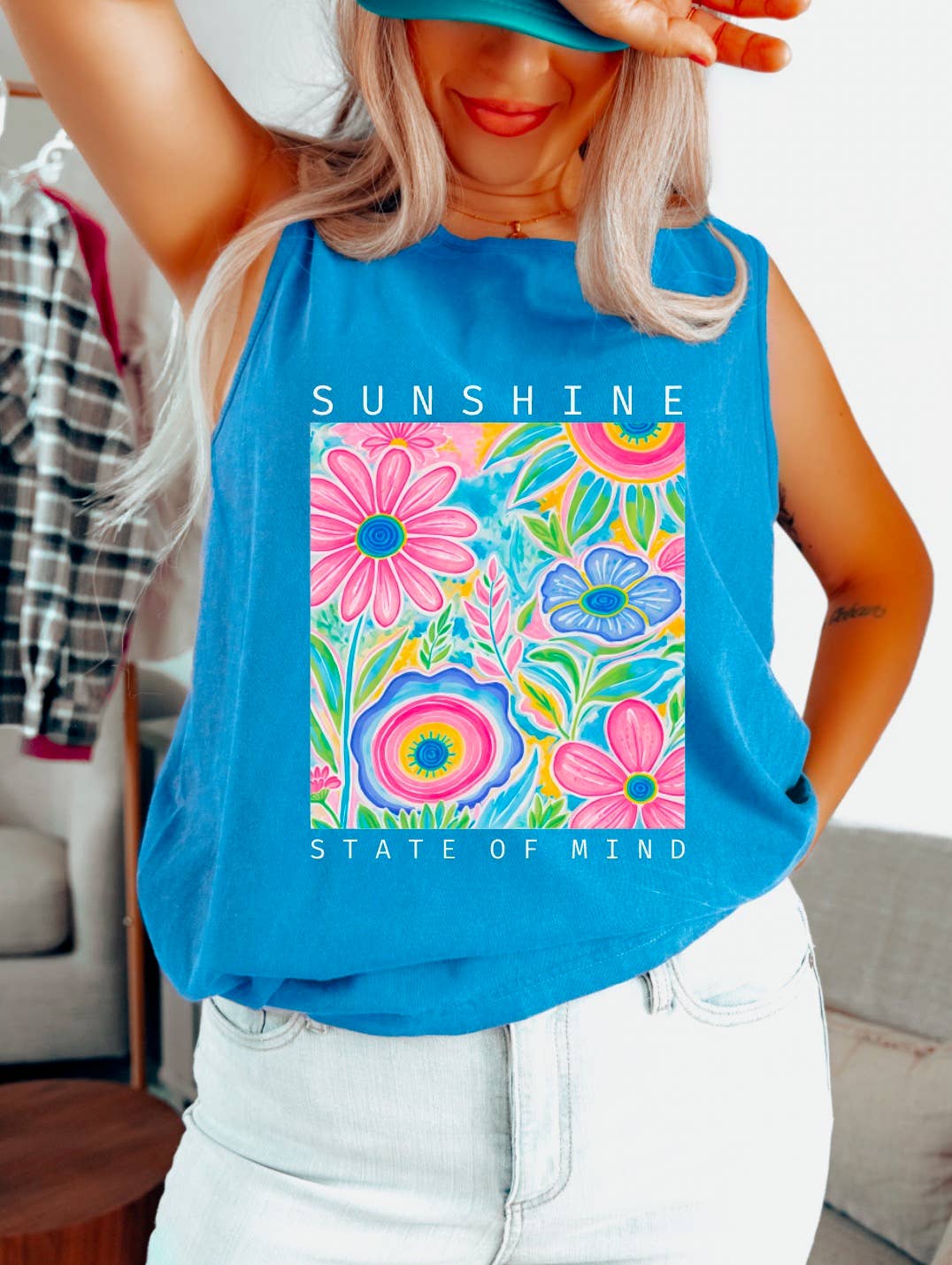 Colorful Sunshine State Of Mind Tank Summer Floral  