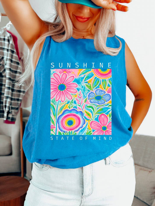 Colorful Sunshine State Of Mind Tank Summer Floral  