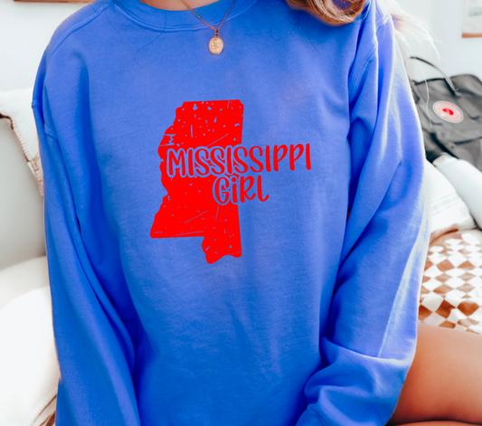 Mississippi Girl Comfort Colors Sweatshirt Ole Miss Tees