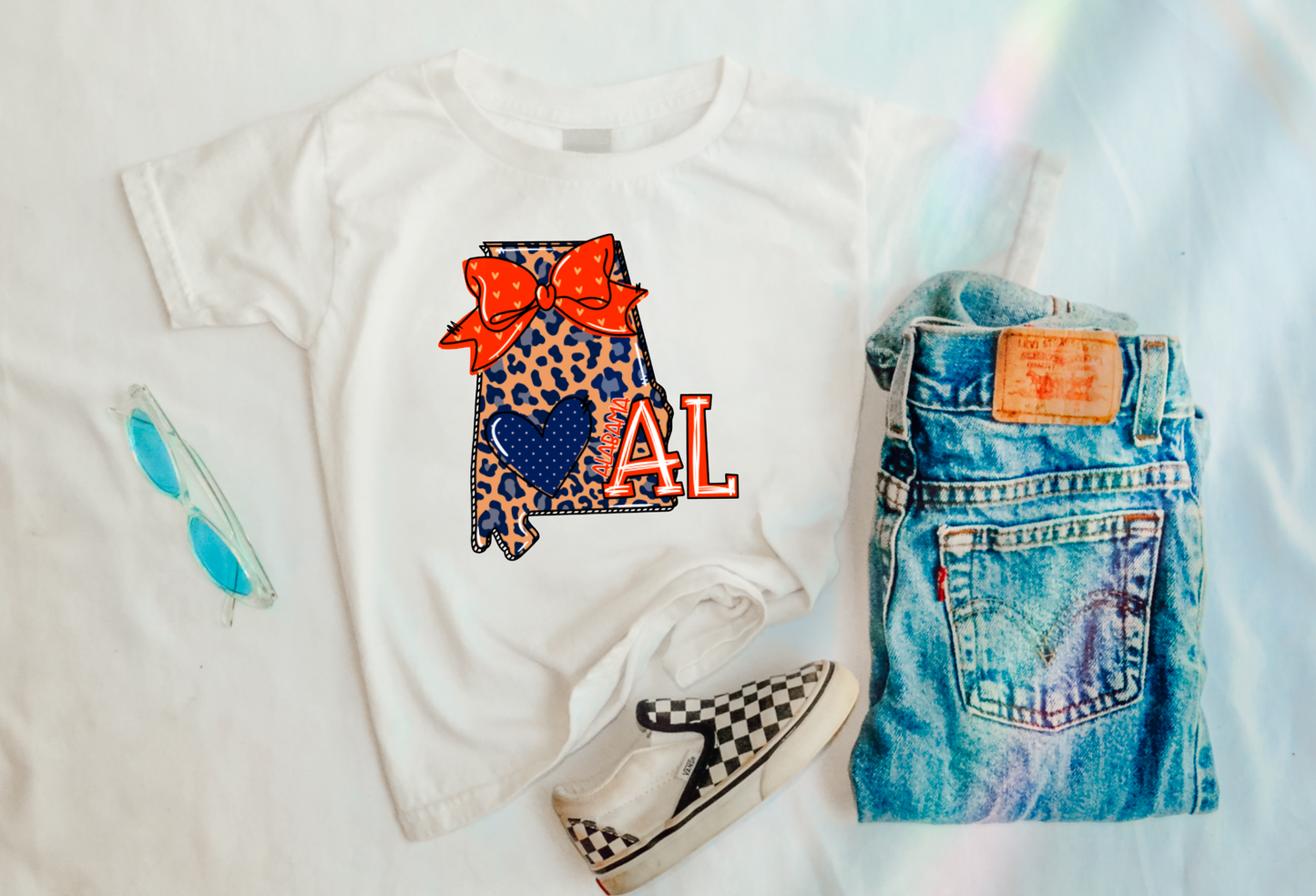 YOUTH Auburn Leopard Coquette Graphic Tee Football Kids