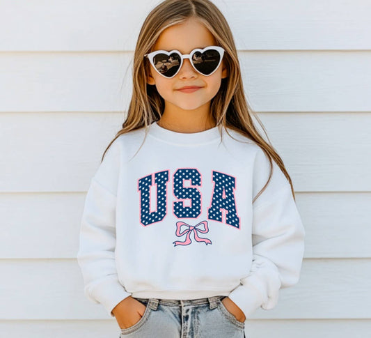 YOUTH Preppy USA Coquette Sweatshirt 4th of July America  