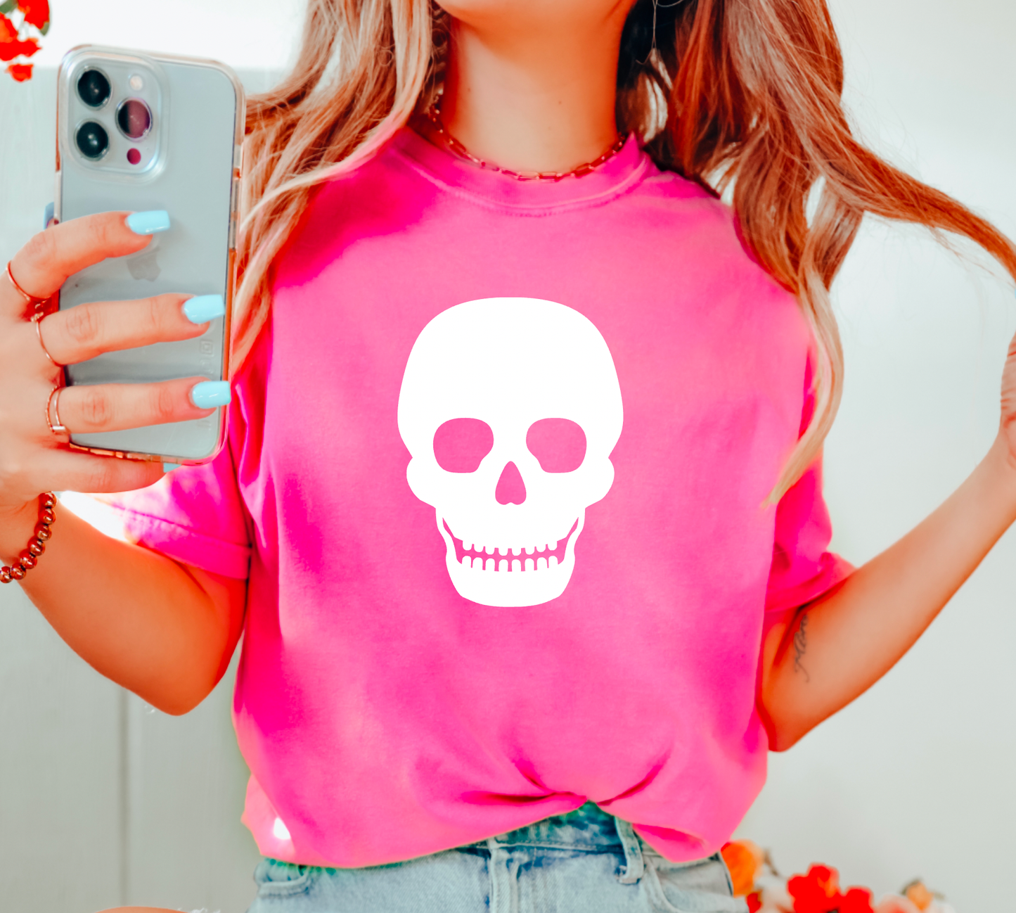 Skeleton Skull Comfort Colors Tee Fall Tees
