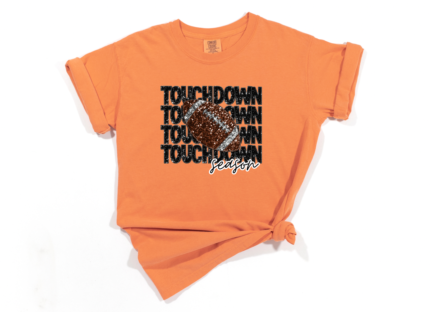 Faux Sequins Touchdown Season Football Graphic Tee