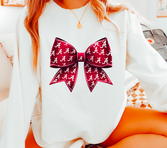  Alabama Crimson Roll Tide Coquette Bow Football Sweatshirt 
