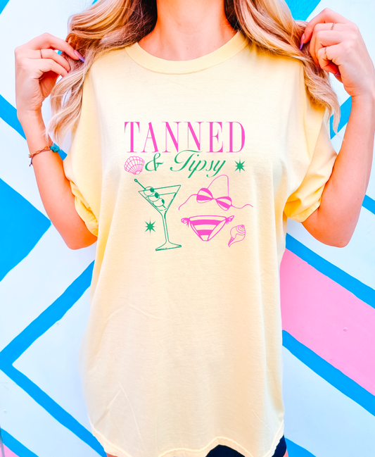 Preppy Tanned and Tipsy Comfort Colors T-Shirt