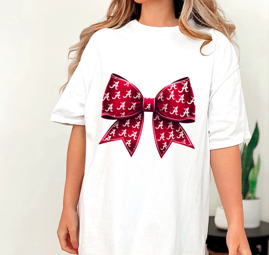  Alabama Crimson Roll Tide Coquette Bow Graphic Tee Football