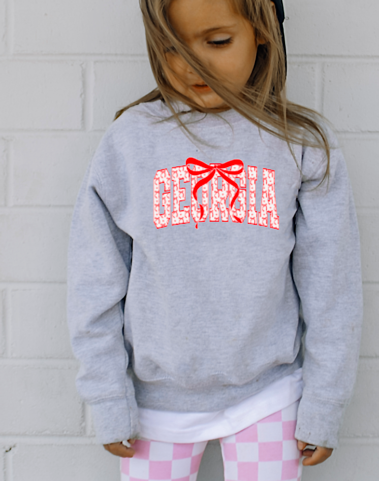 YOUTH Preppy Georgia Coquette Bow Sweatshirt Kids   