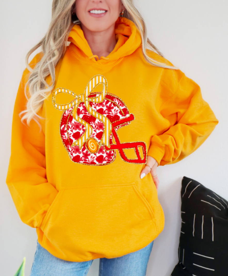 Preppy Chinoiserie Coquette Football Helmet Hoodie 