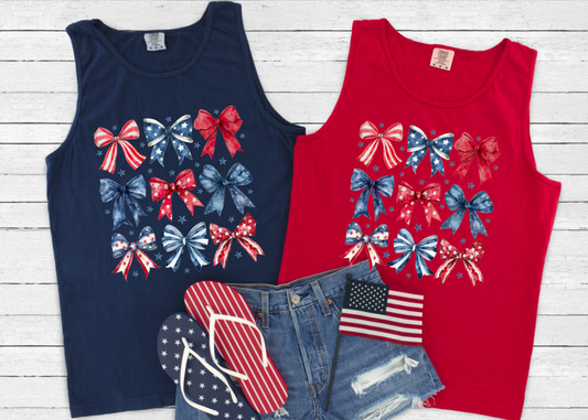 4th of July Coquette Bows Women's Tank Top