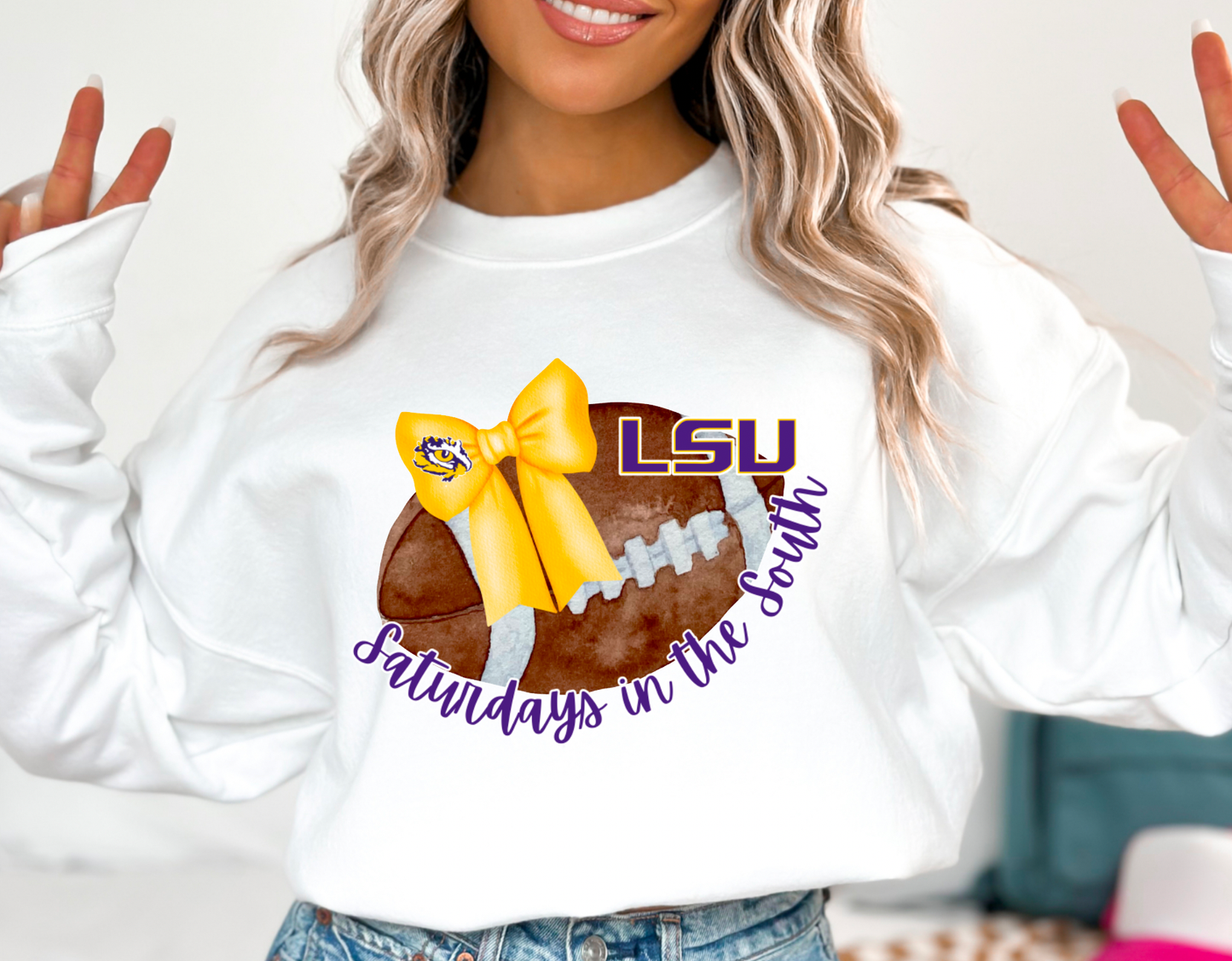 LSU Tigers Football Coquette Sweatshirt