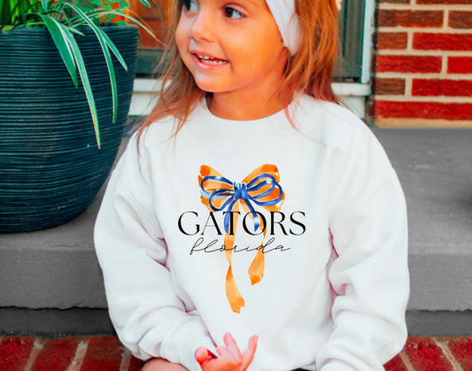 YOUTH Preppy Florida Gators Coquette Bow Sweatshirt Kids