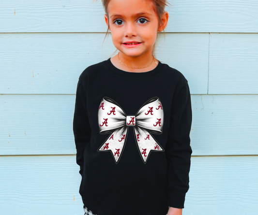 YOUTH Alabama Crimson Roll Tide Coquette Bow Long Sleeve 