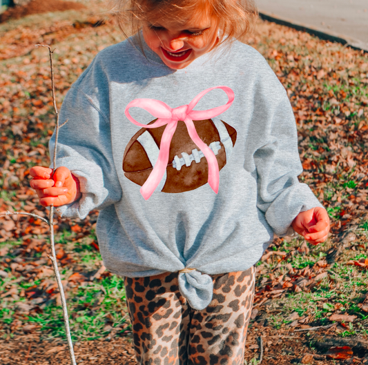 YOUTH Football Coquette Kids Sweatshirt Bows