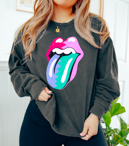 Distressed Rocker Tongue Sweatshirt | Concert