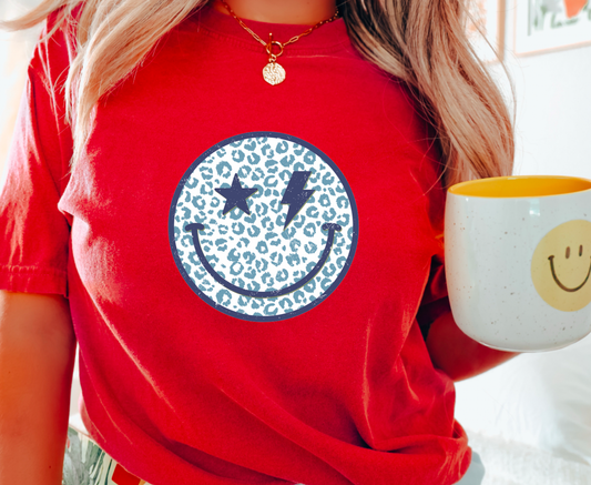 Leopard Ole Miss Smiley Face Graphic Tee | Smiley T-Shirt