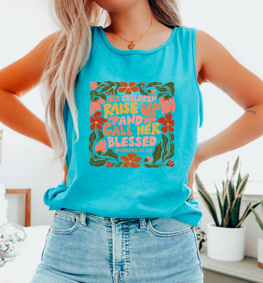 Call Her Blessed Retro Boho Faith Tank Mother’s Day