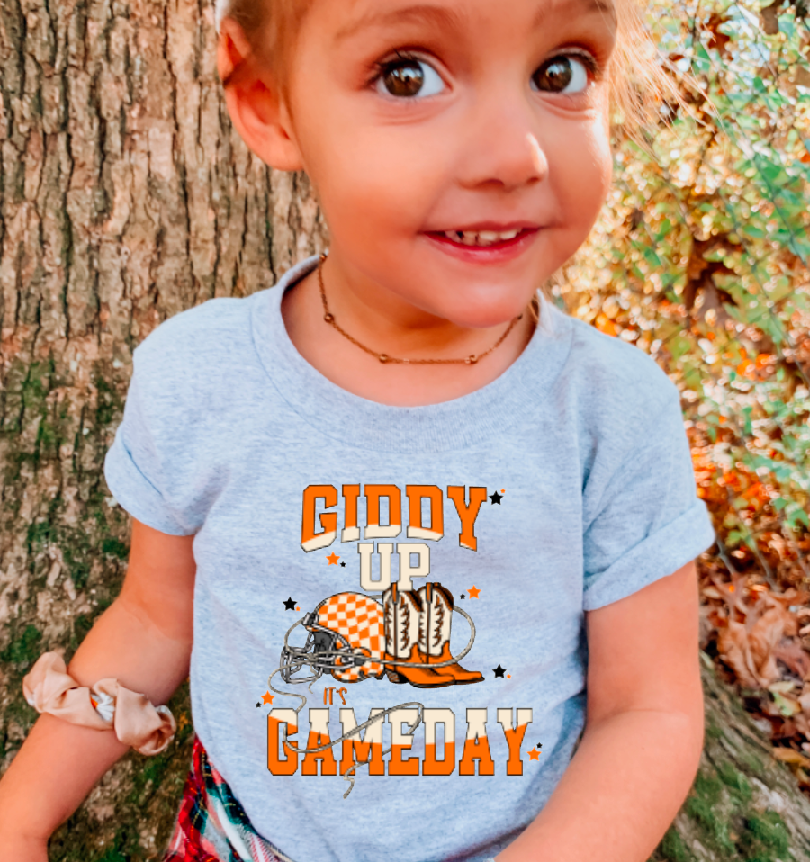 YOUTH Giddy Up It’s Gameday Tee Western Football Fall Kids